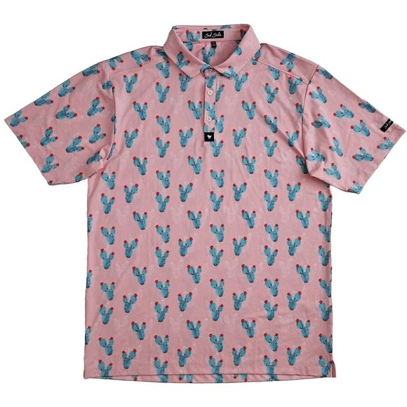 Bad Birdie Other - Bad Birdie (Mens Size XL) Performance Pink Cactus Cacti Golf Polo Shirt‎ Stretch